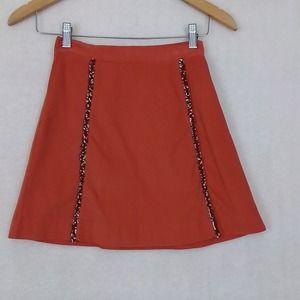 Anais & I Girls Gemma Skirt Sz 10 Orange Cotton Corduroy Mini Skirt Fringe Seams